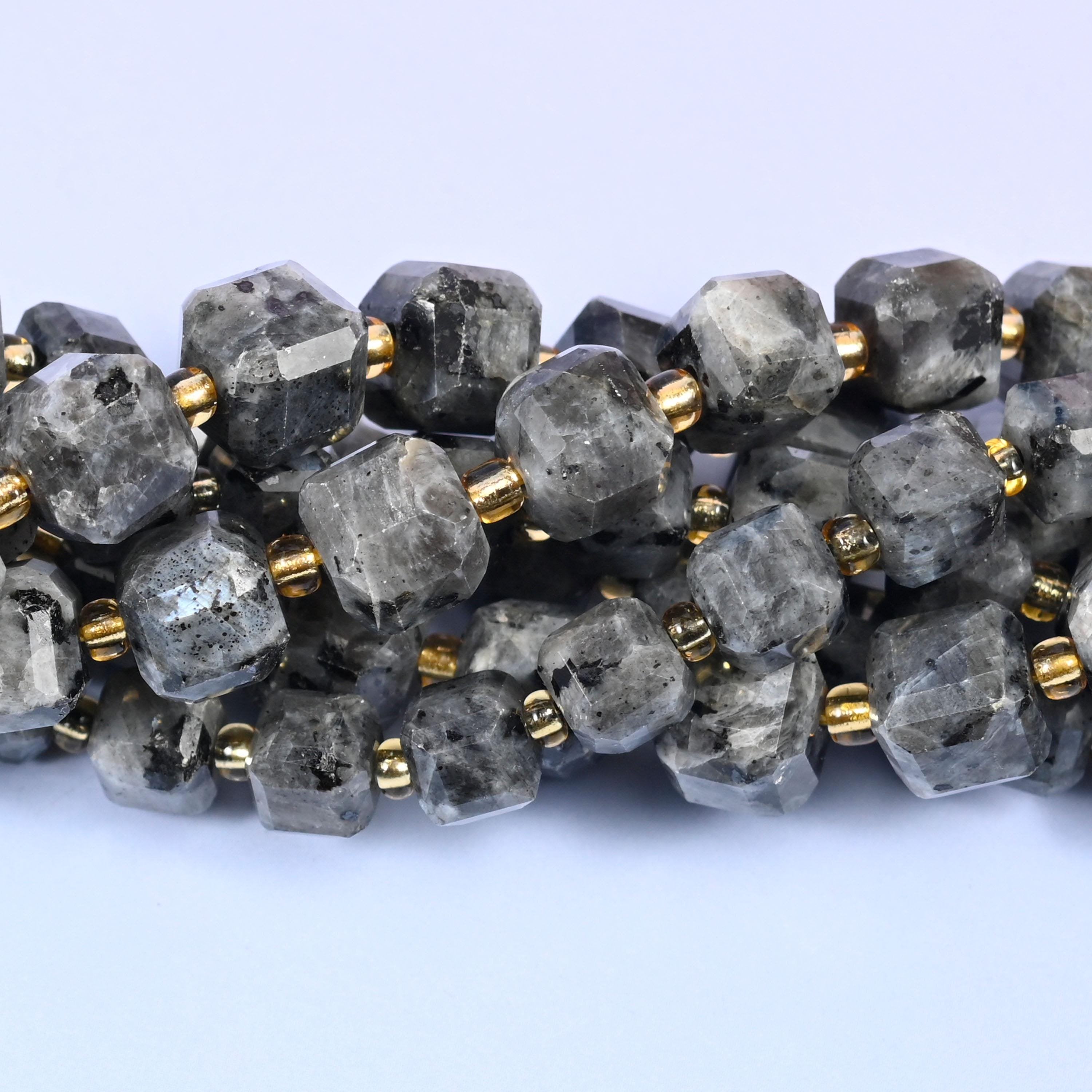 Black Labradorite Faceted Cube Beads 6mm 8mm, approximately 43 beads (6mm) or 38 beads (8mm) per strand