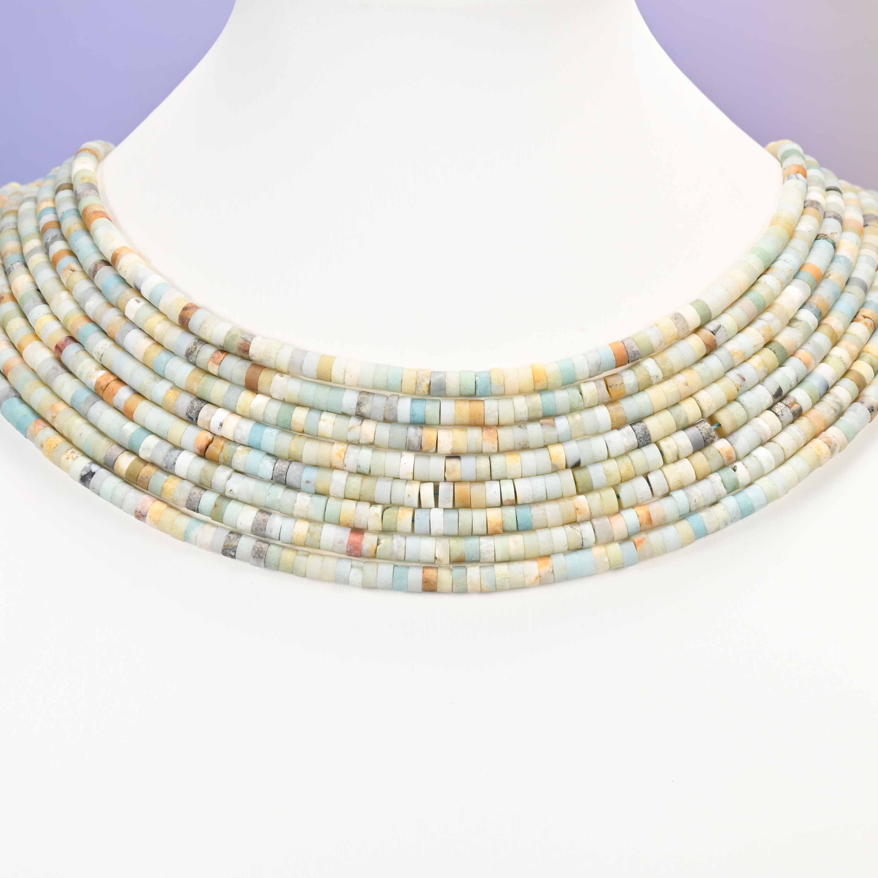 Matte Multicolor Amazonite Heishi Disc Beads: Jewelry Making Supply, 15 Inch Strand