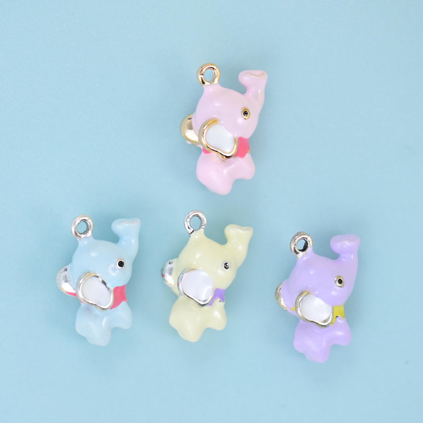 Enamel Elephant Charm 18K Gold Filled 18x12mm