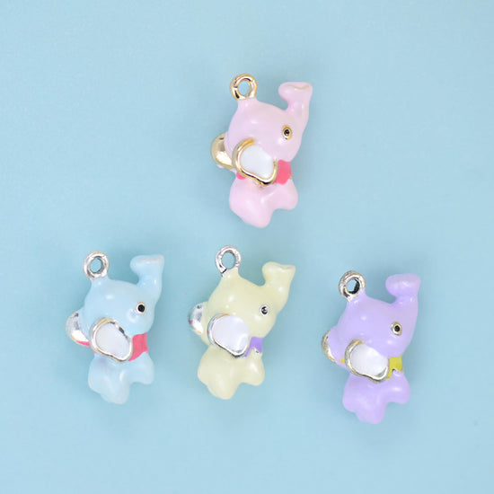 Enamel Elephant Charm 18K Gold Filled 18x12mm