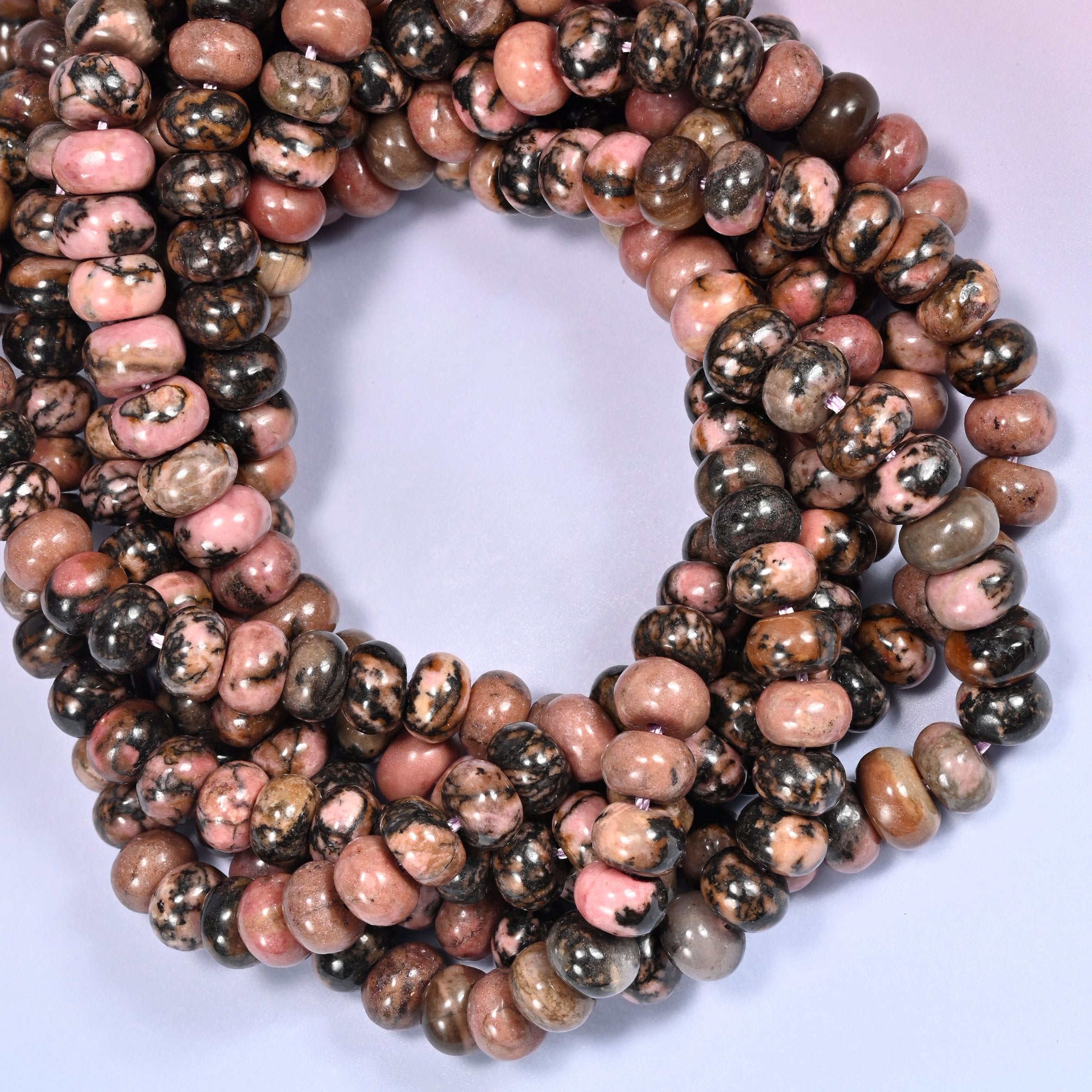 Rhodonite Rondelle Beads: 2.5mm Hole Size, Full Strand, Jewelry Making