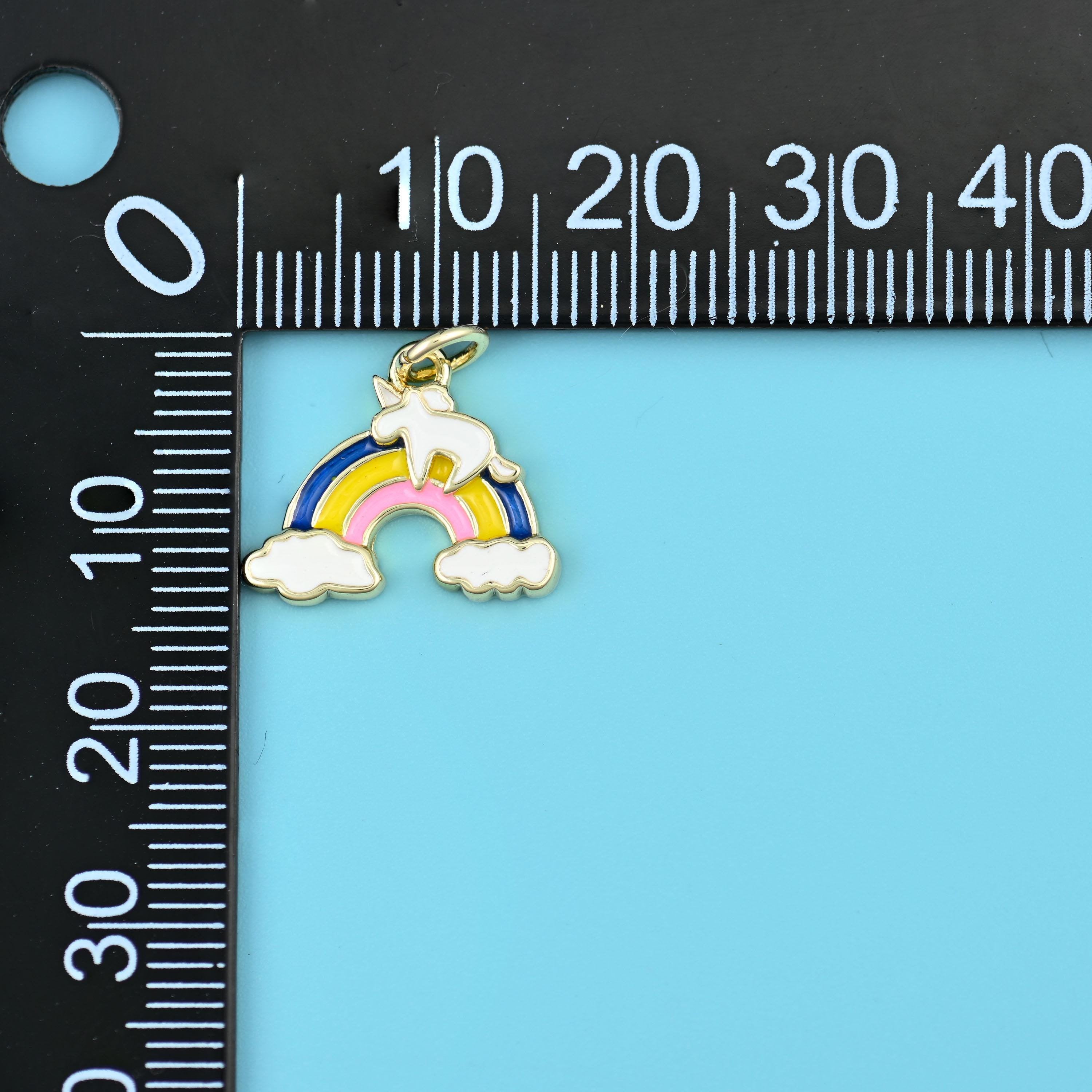 18K Gold Filled Colorful Rainbow Enamel Charms for DIY Jewelry Making Supply