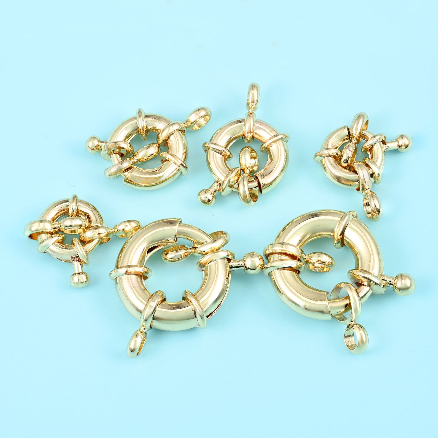 Gold filled spring clasp, round, 9mm 11mm 13mm 15mm