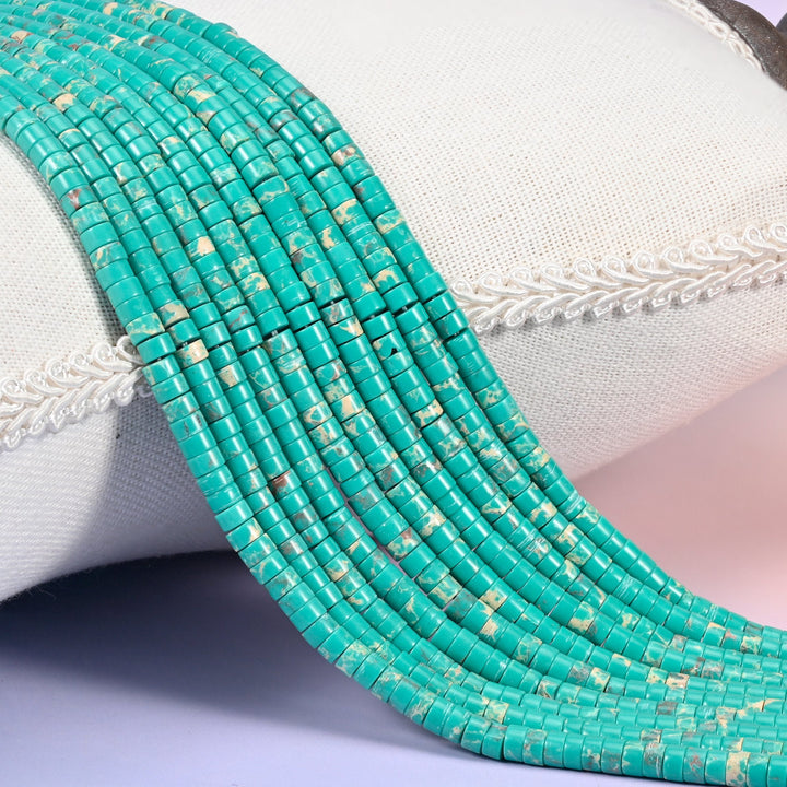 Green Shoushan Stone Smooth Heishi Disc Beads