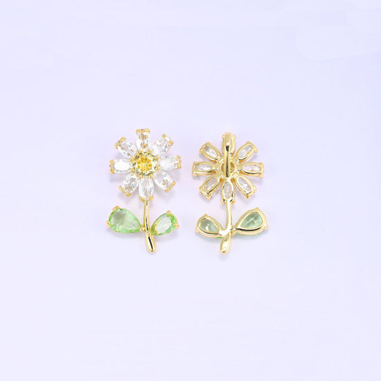 18K Gold Plated Brass Daisy Flower Charm Pendant
