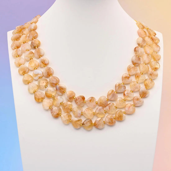 Citrine Quartz faceted heart beads, 12mm, sold per 15.5 inch strand