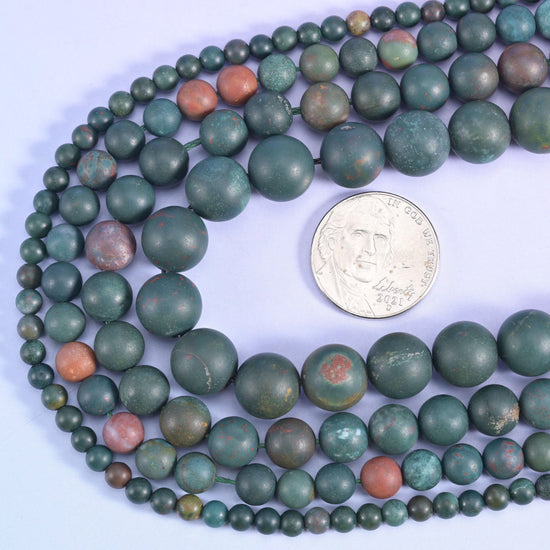 Oriental jasper matte round beads, 15 inch strand