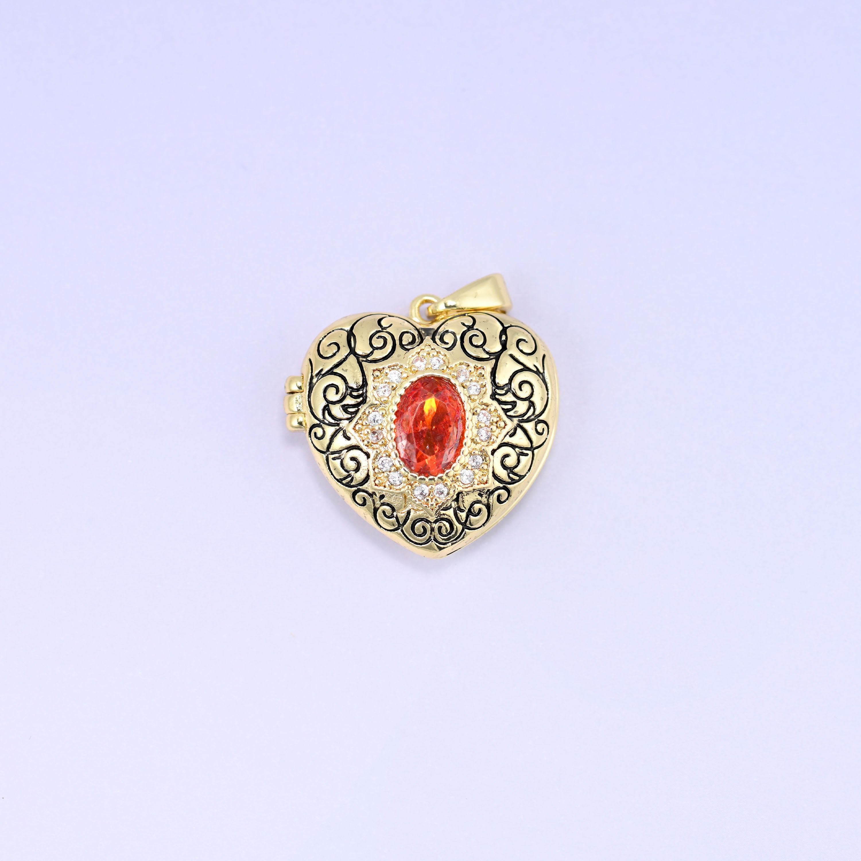 18K Gold Plated Brass Heart Locket Pendant