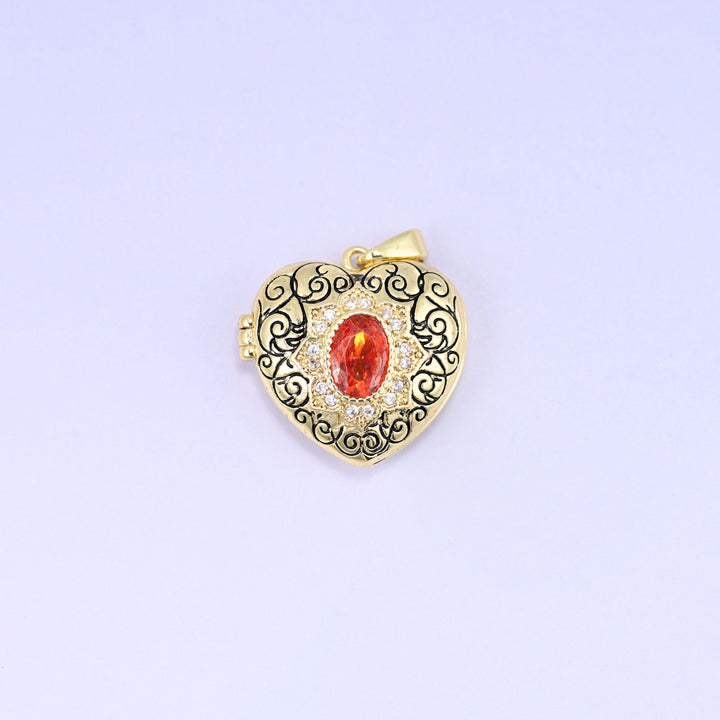 18K Gold Plated Brass Heart Locket Pendant