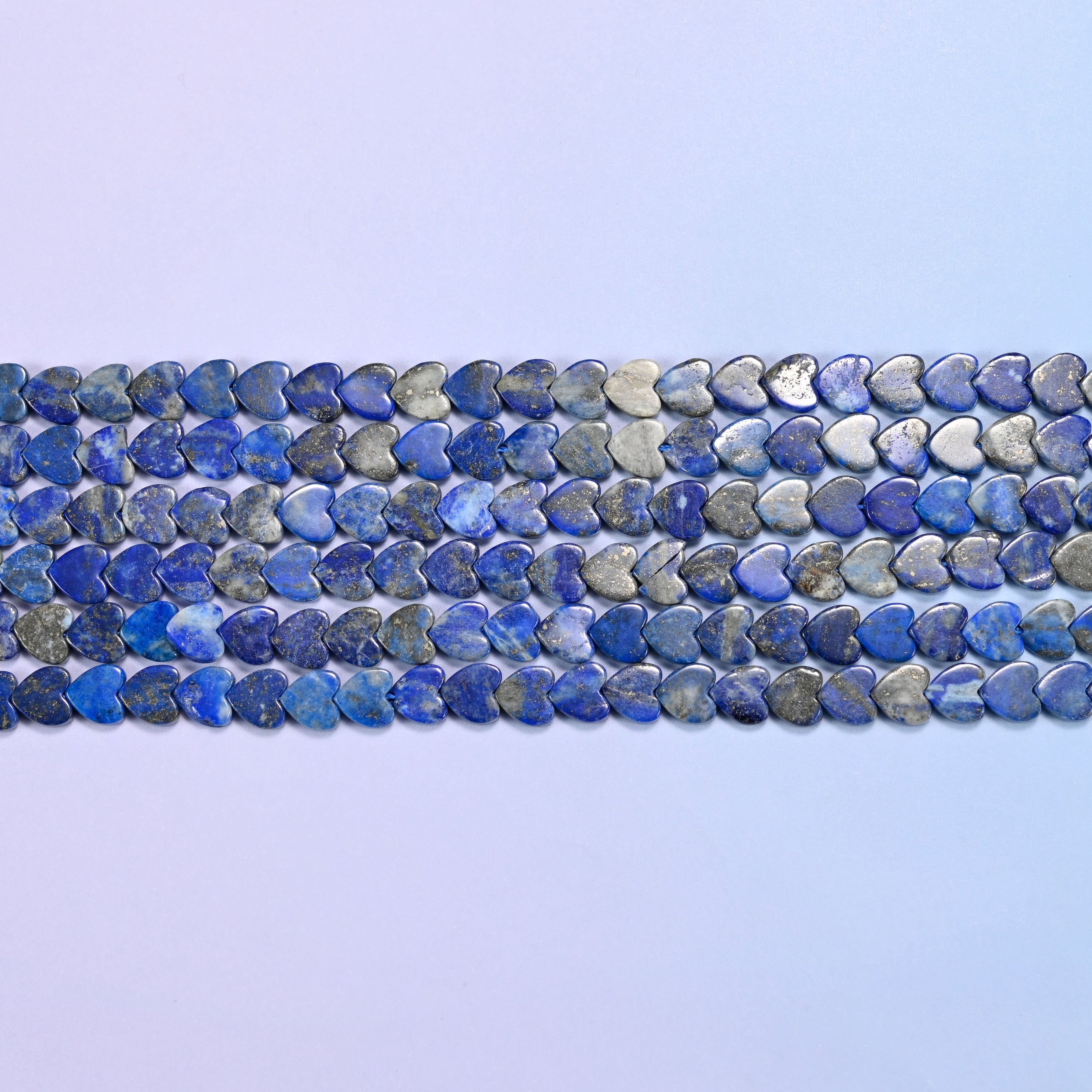 Lapis Lazuli Flat Heart Beads: Size 6mm, Jewelry Making, 15 Inch Strand