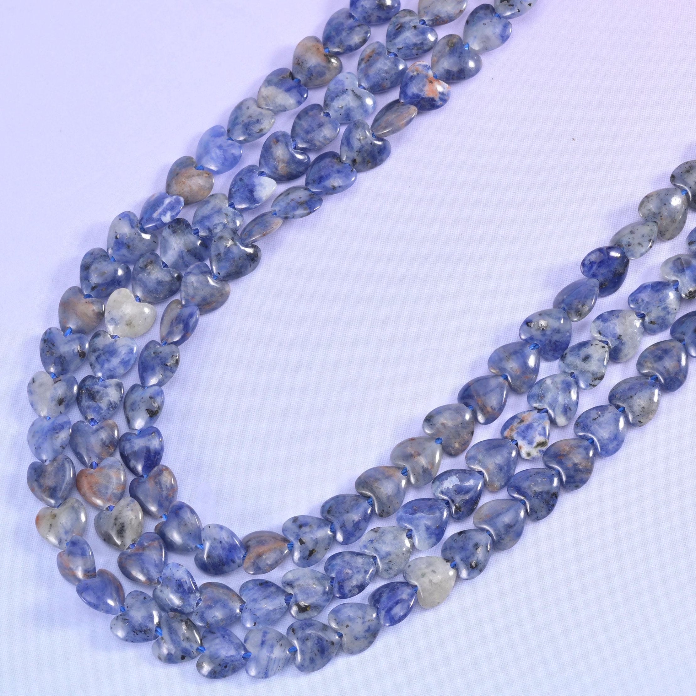Heart cut blue sodalite beads