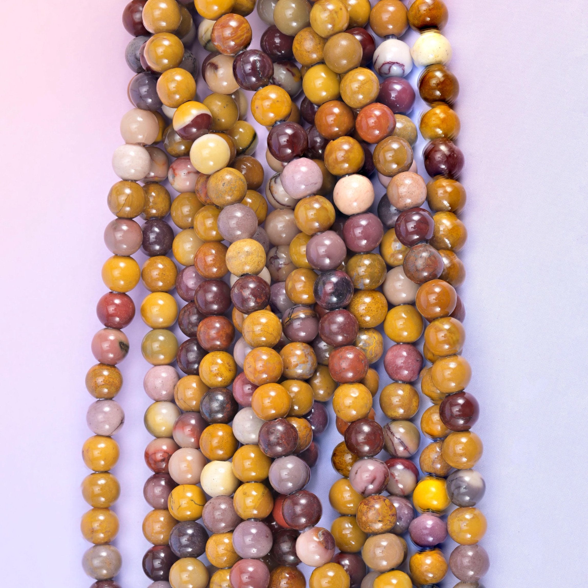 Mookaite Jasper Large Hole Round Beads 6mm 8mm 10mm, 8 inch half strand or 15 inch full strand