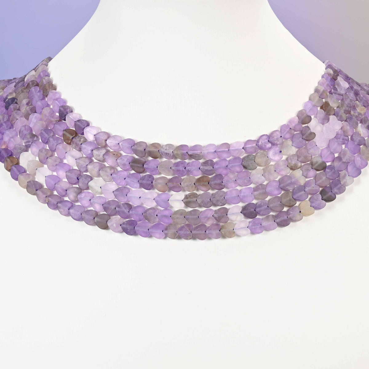 Amethyst beads, flat heart, 6mm