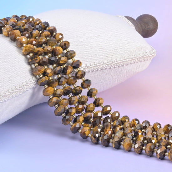 Natural gemstone faceted rondelle beads, 6x10mm