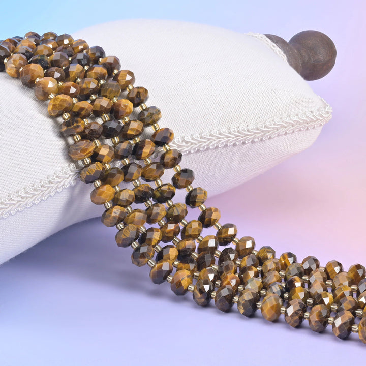 Natural gemstone faceted rondelle beads, 6x10mm