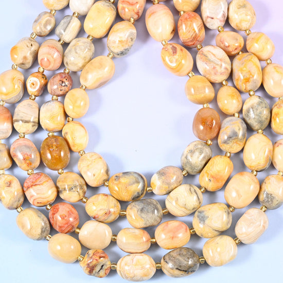 Crazy Agate Nugget Oval Beads, irregular organic shape