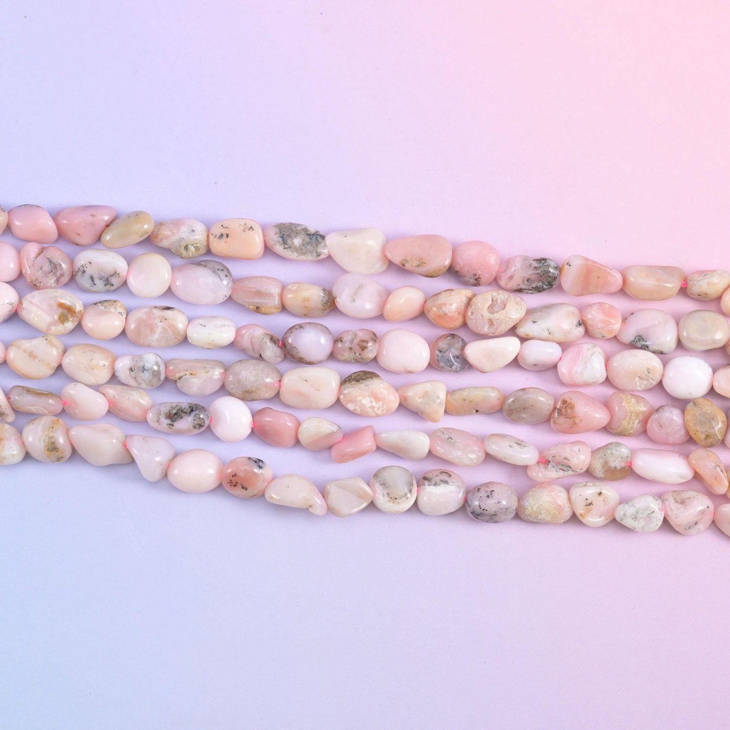 Pink Opal Irregular Pebble Nugget Beads, 15.5 inch strand