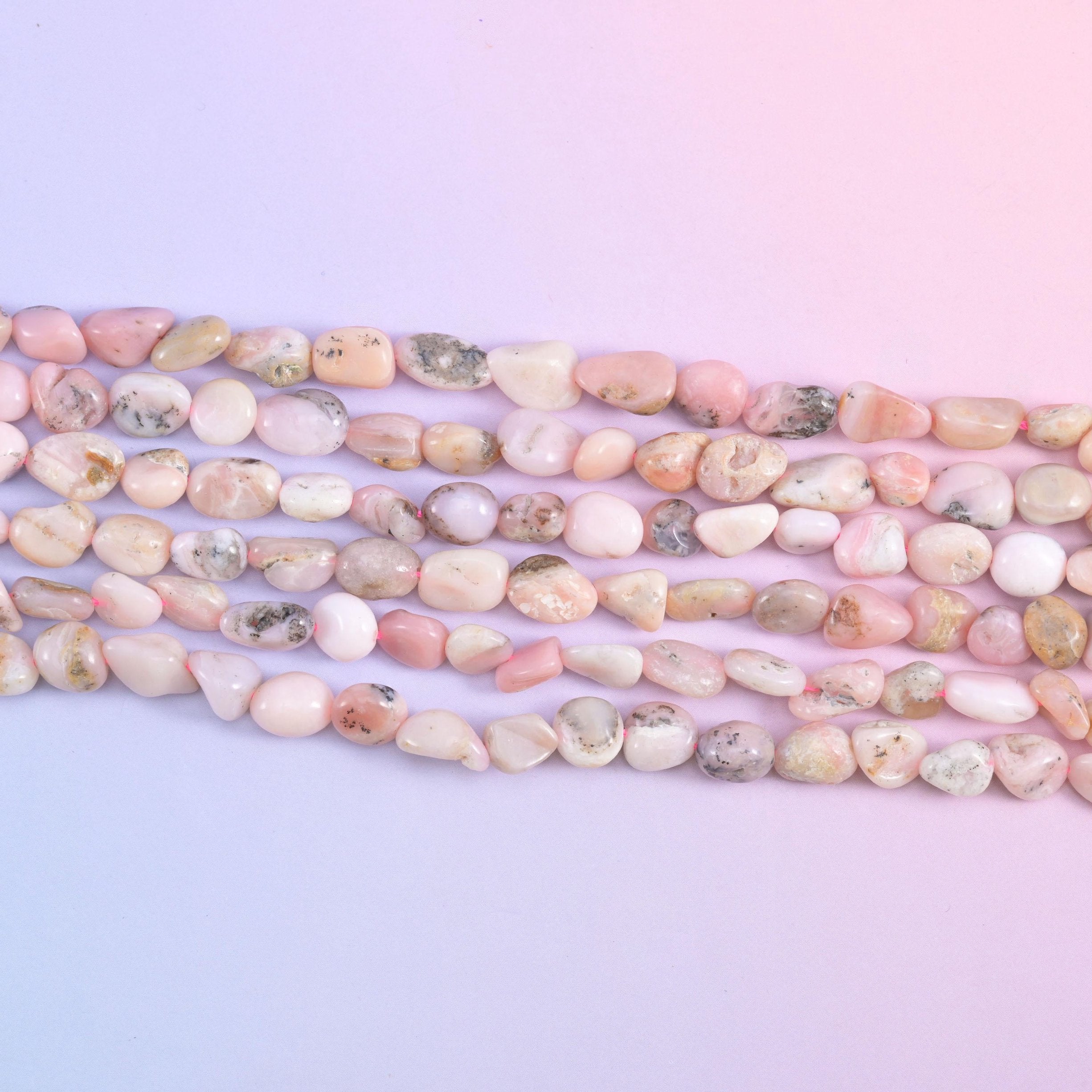 Pink Opal Irregular Pebble Nugget Beads, 15.5 inch strand