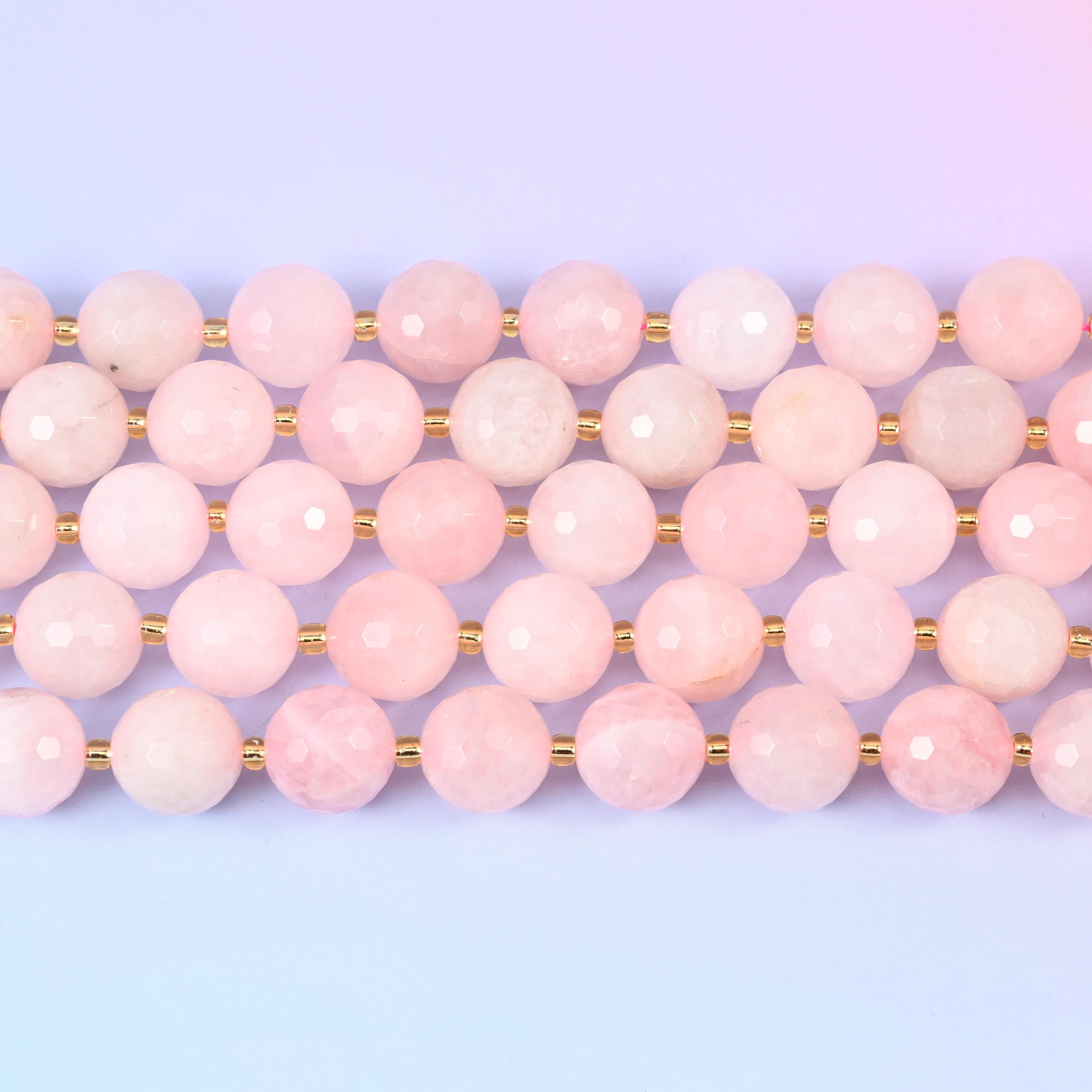 Rose Quartz Faceted Round Beads Size 16mm Jewelry Making 15 Inch Strand
