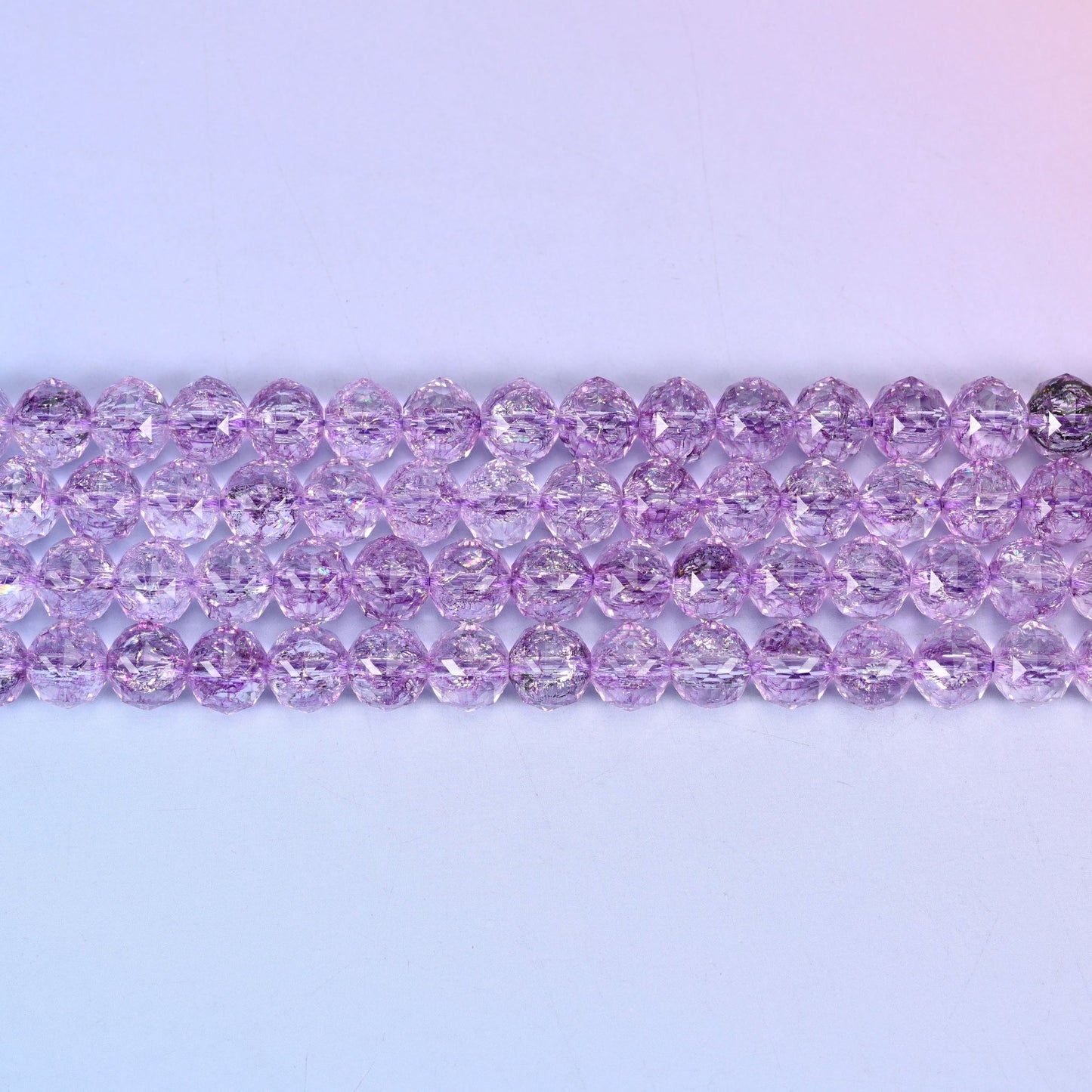 Transparent Purple Faceted Round Glass Beads: Size 10mm, Jewelry Making Supply