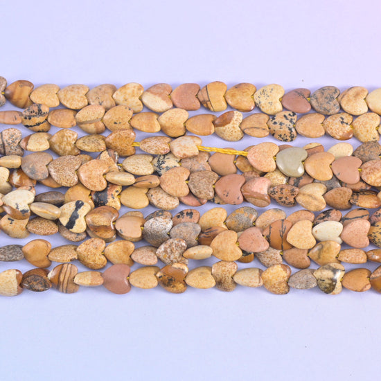 Picture jasper heart beads, 0.8mm drill hole