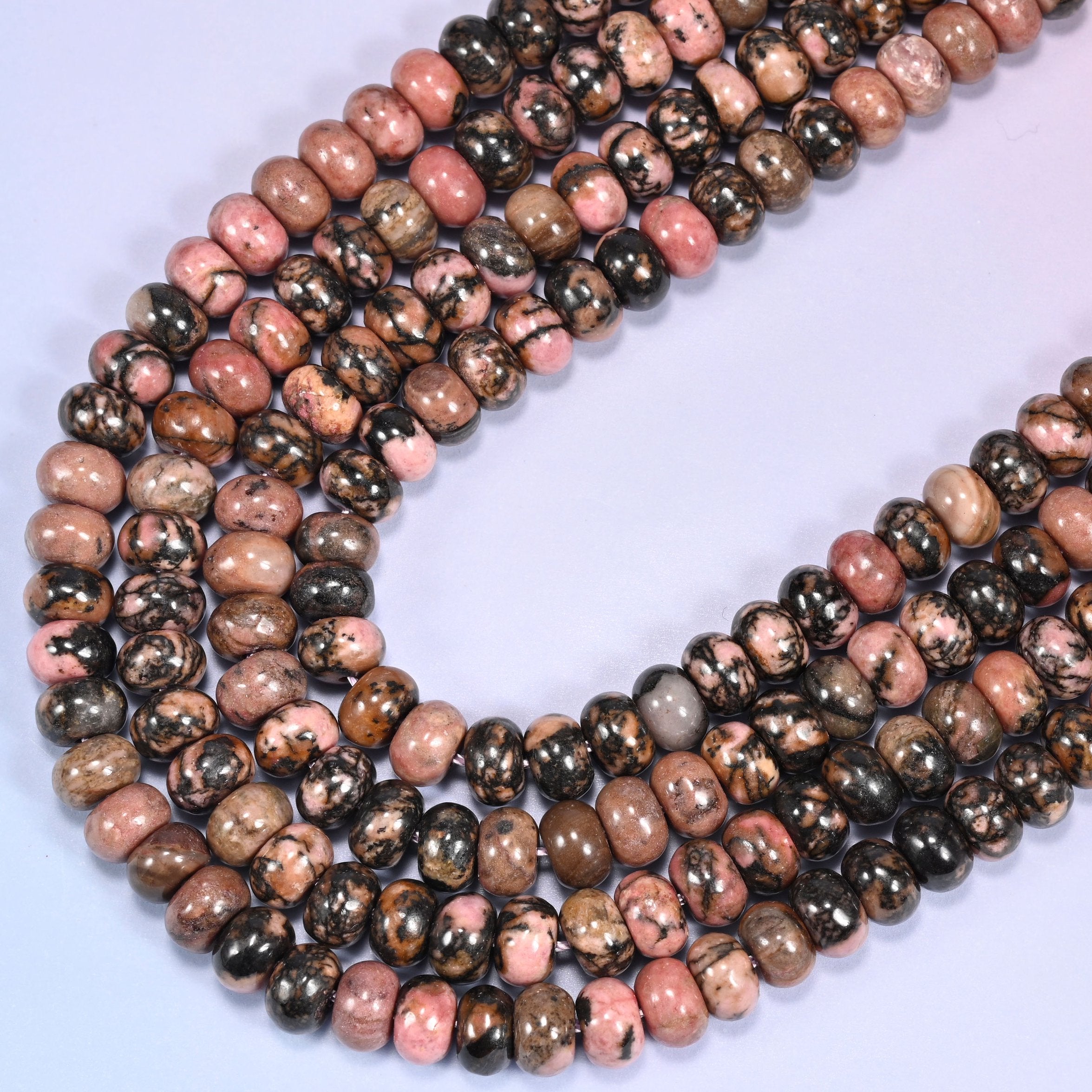 Rhodonite Rondelle Beads: 2.5mm Hole Size, Full Strand, Jewelry Making