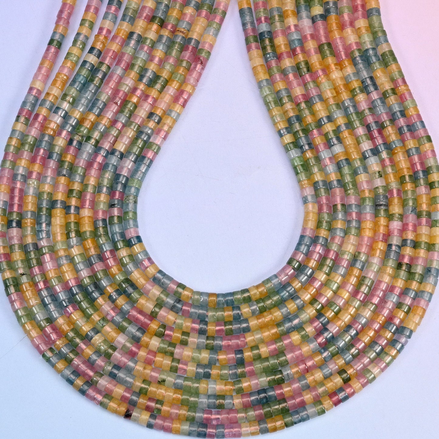 Multicolor Fluorite Smooth Heishi Disc Beads, hole approximately 1.0mm