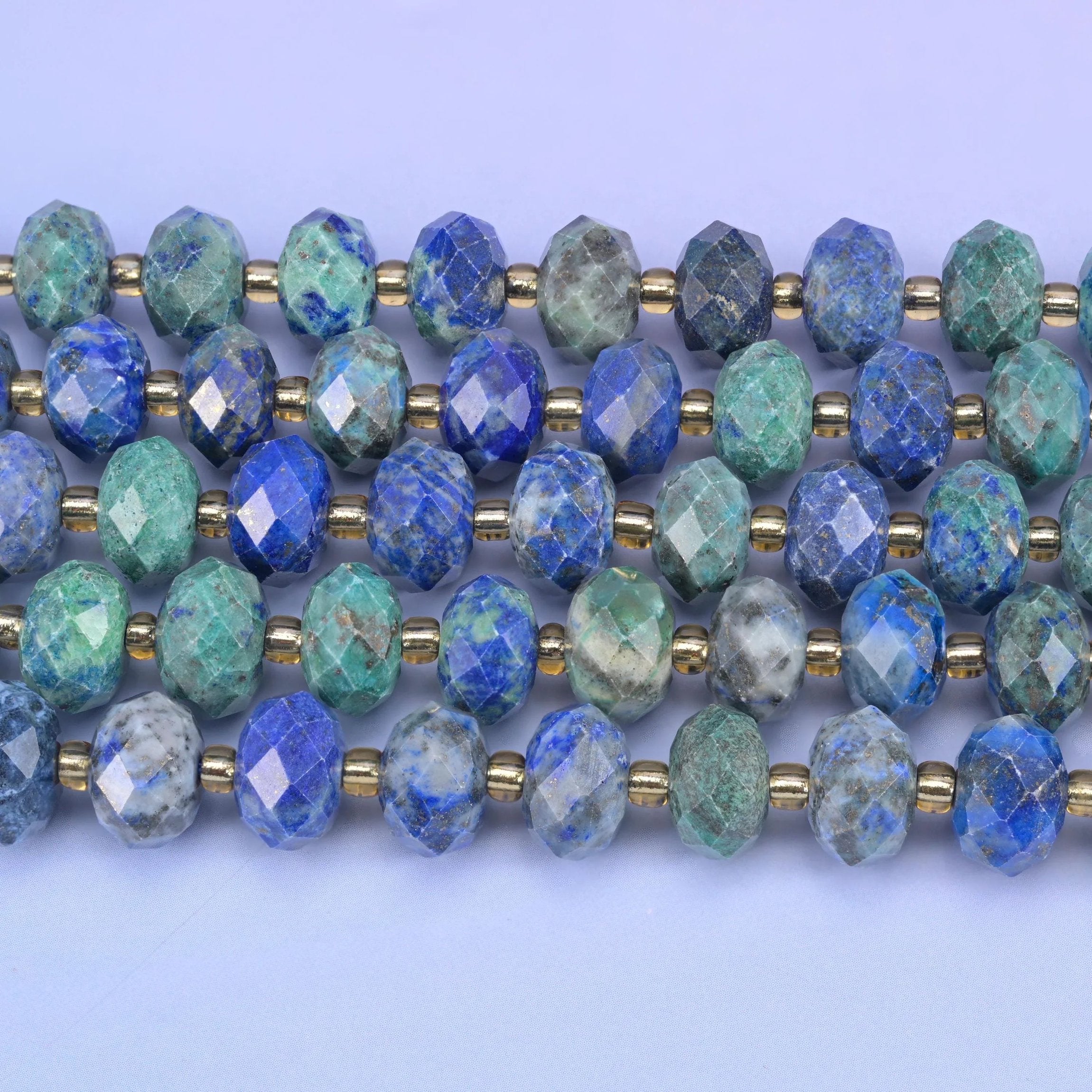 Phoenix Lapis Faceted Rondelle Beads, 15.5 inch strand