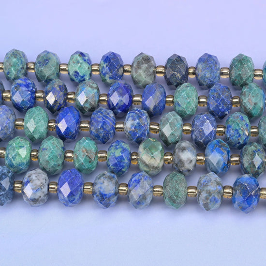 Phoenix Lapis Faceted Rondelle Beads, 15.5 inch strand