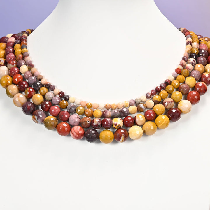 Mookaite beads, faceted round, 4mm to 10mm