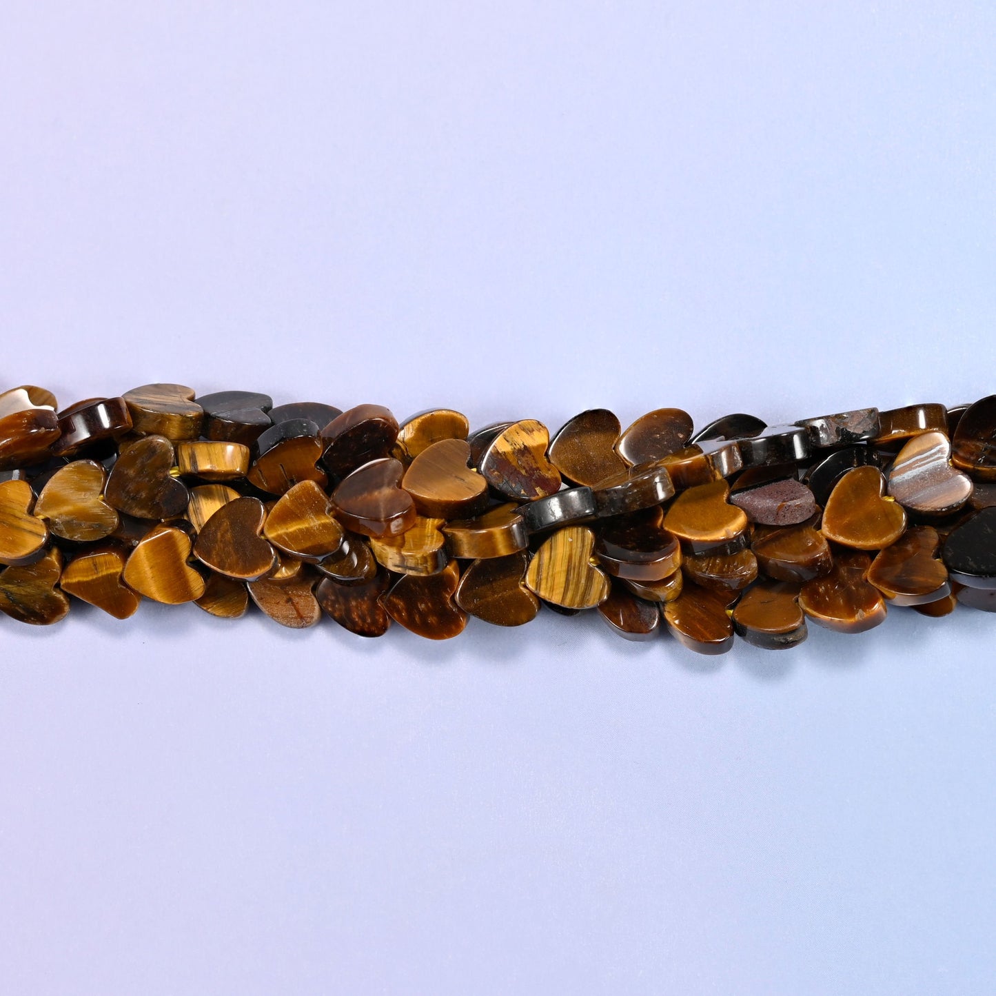 Tiger Eye Flat Heart Beads, hole 0.8mm