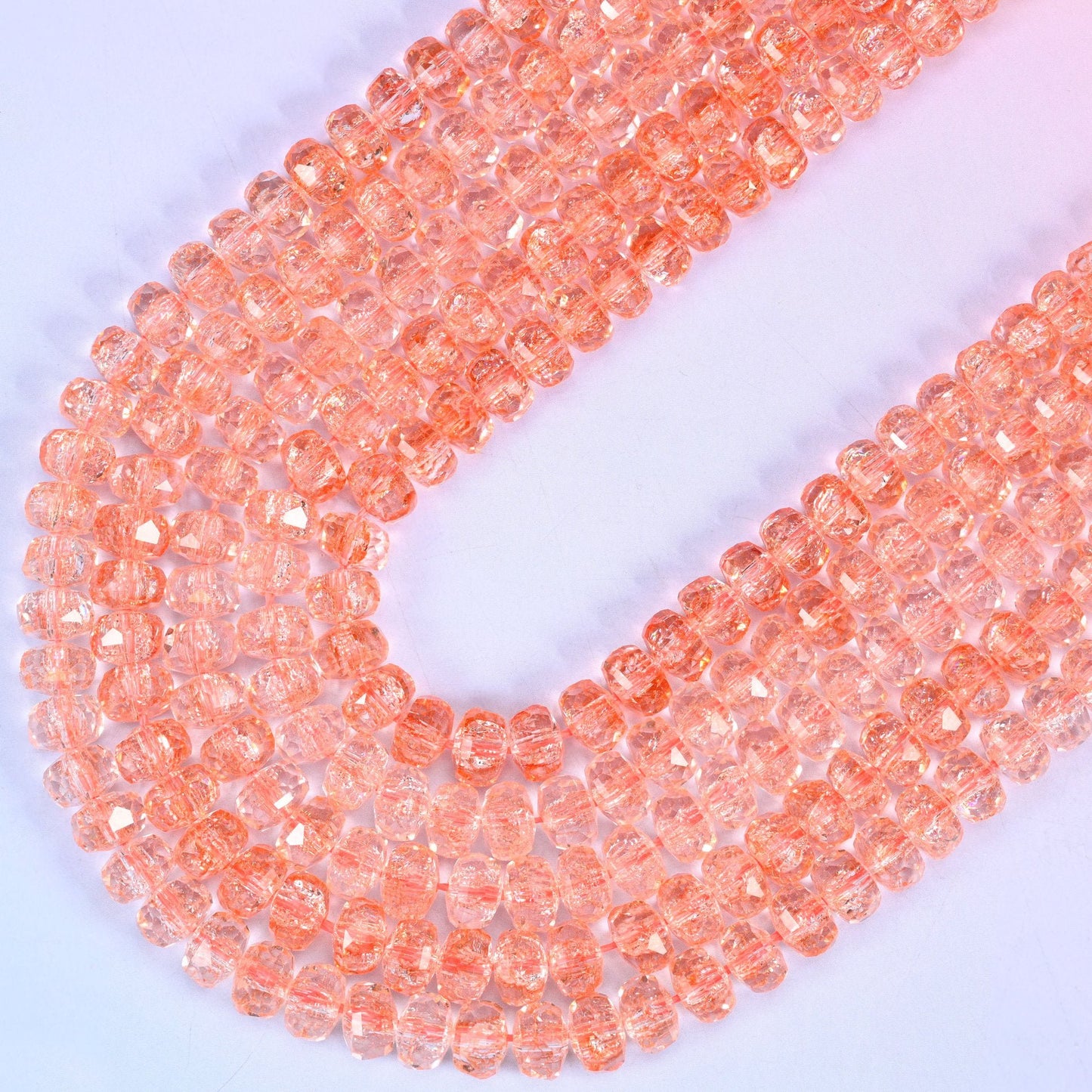 Transparent Orange Faceted Rondelle Glass Beads, 15 inch strand