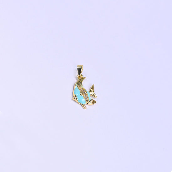 Enamel Tropical Fish Zircon Charms, bail approx 6.0mm x 2.90mm