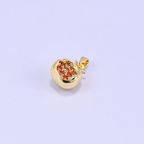 Pomegranate Fruit Zircon Charms: 18K Gold Plated Pendants, Jewelry Making Supply