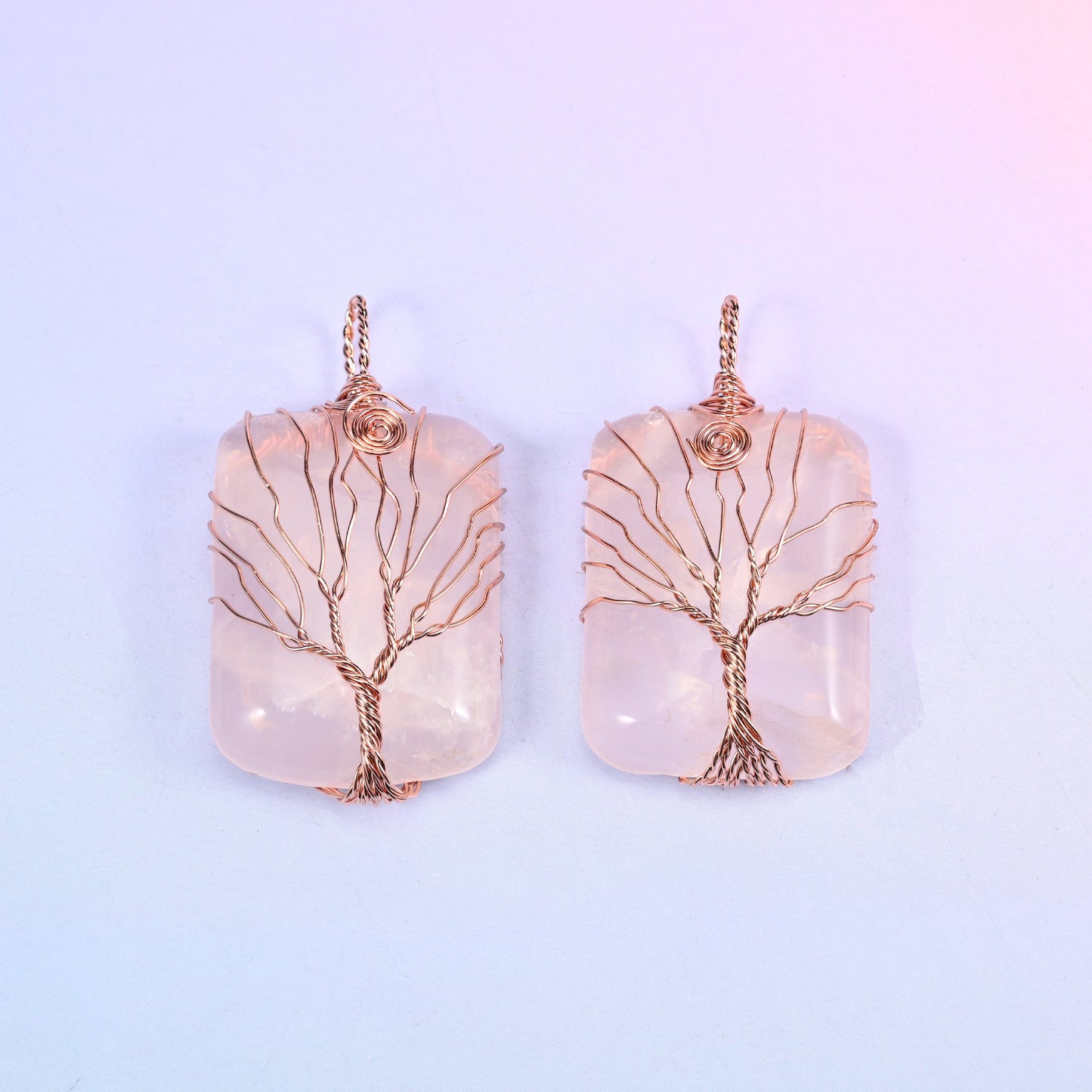 Rectangle Crystal Pendant with Copper Wired Tree