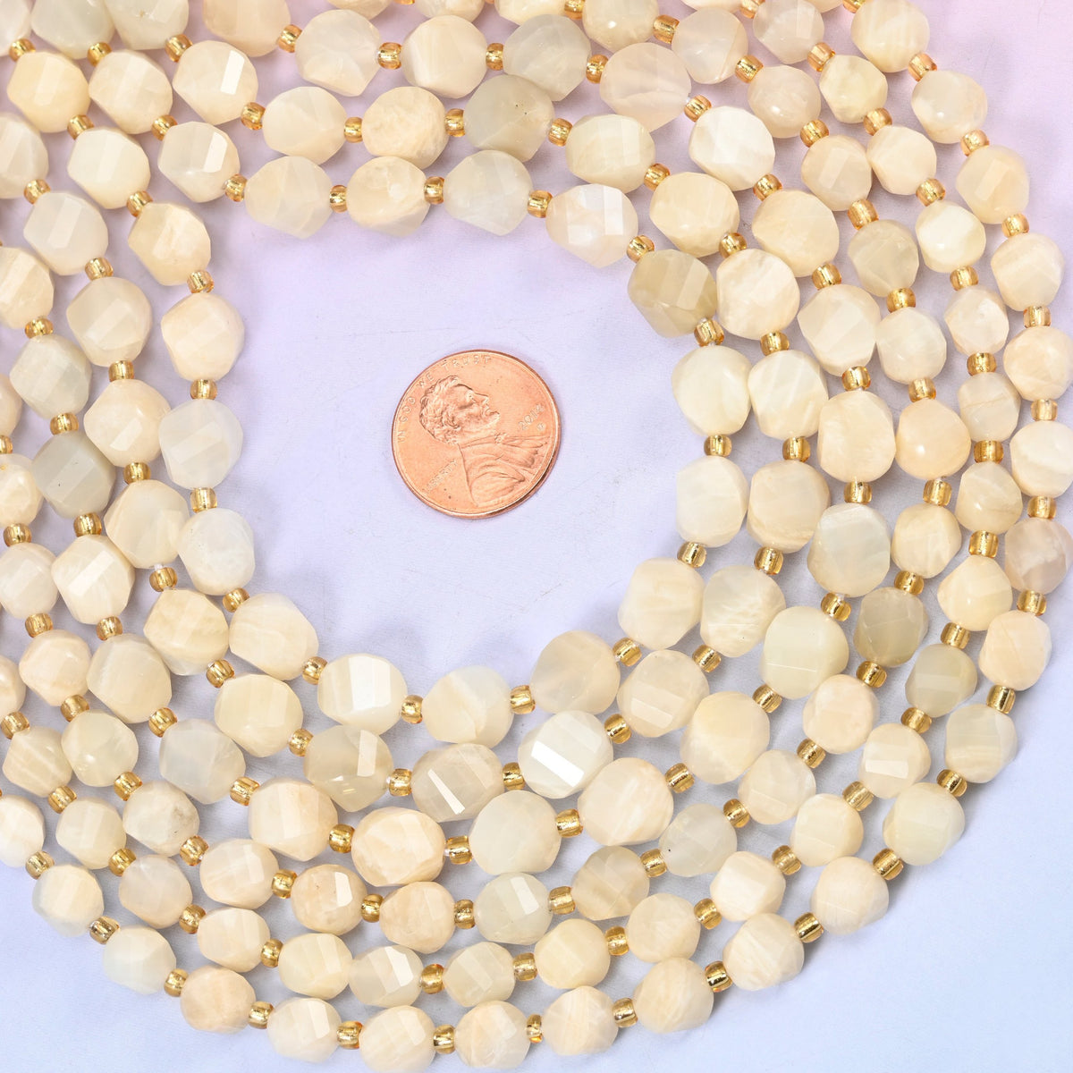 White Moonstone beads, sold per 15 inch strand