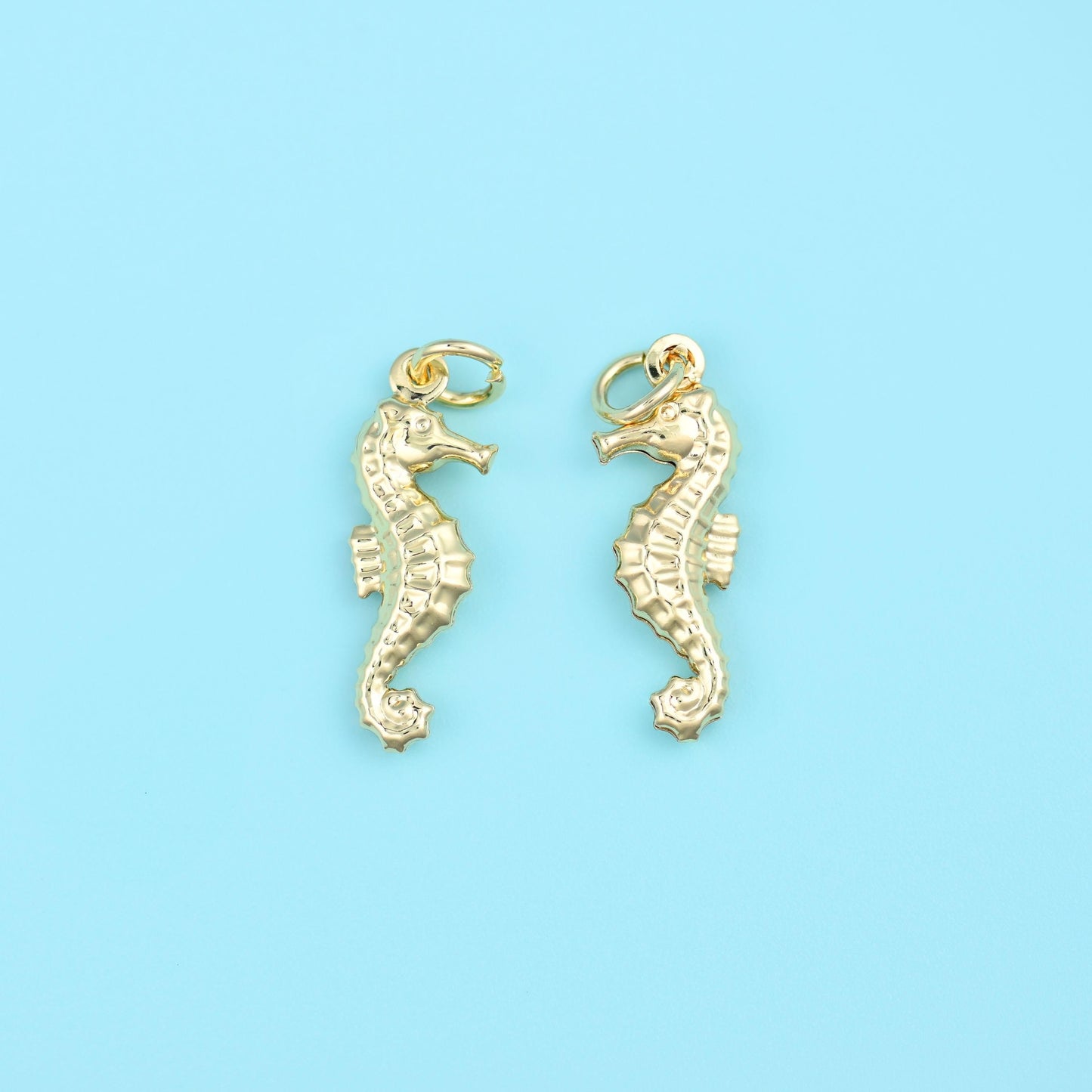 18K Gold Filled Seahorse Charm 20.84x8.05mm in gold