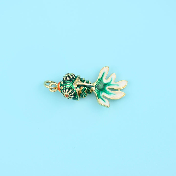 Brass beads, articulated fantail goldfish, 26.25 x 14.12mm