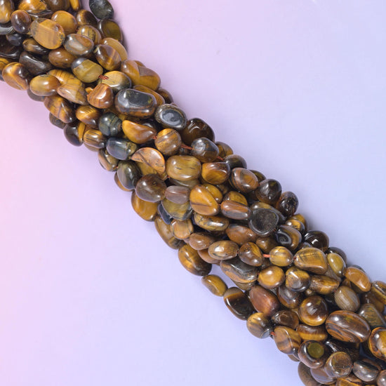 Tumbled pebble nugget cut Tiger's Eye beads
