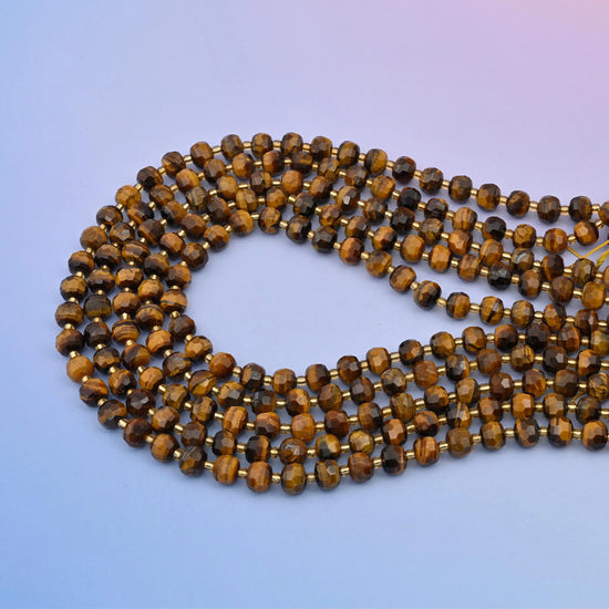 Yellow Tiger Eye rondelle beads in warm honey and golden-brown