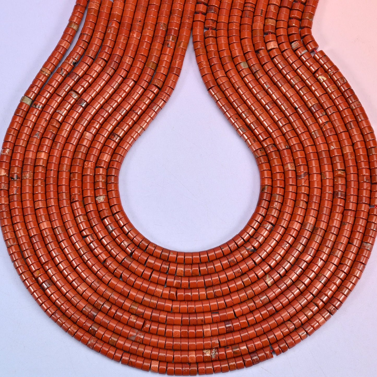 Red Jasper Smooth Heishi Disc Beads, hole 1.0mm