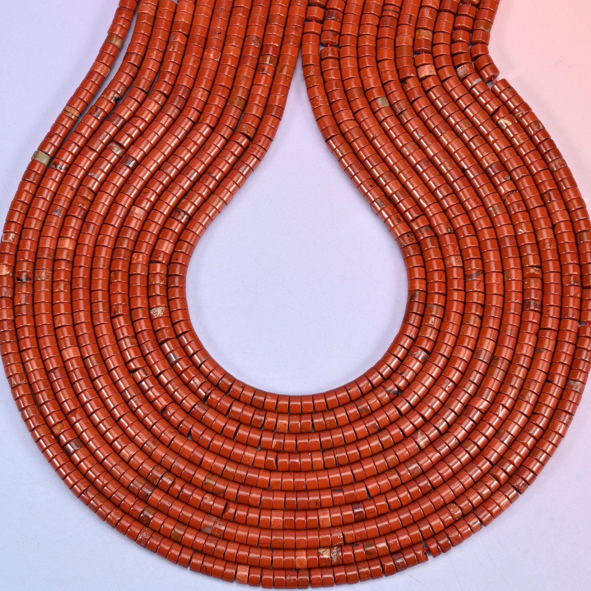 Red Jasper Smooth Heishi Disc Beads, hole 1.0mm