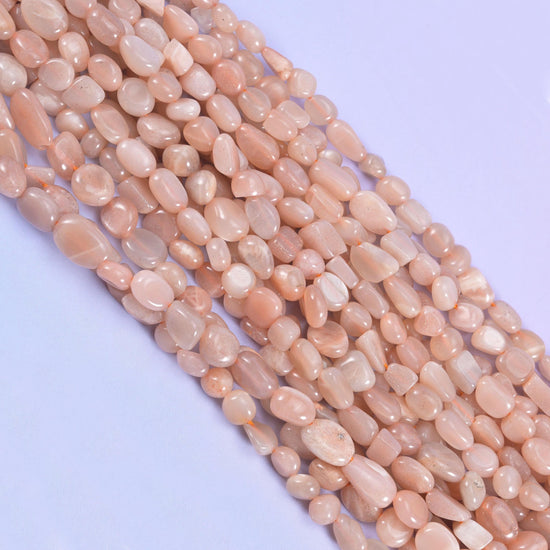 Peach moonstone nuggets in warm apricot and cream