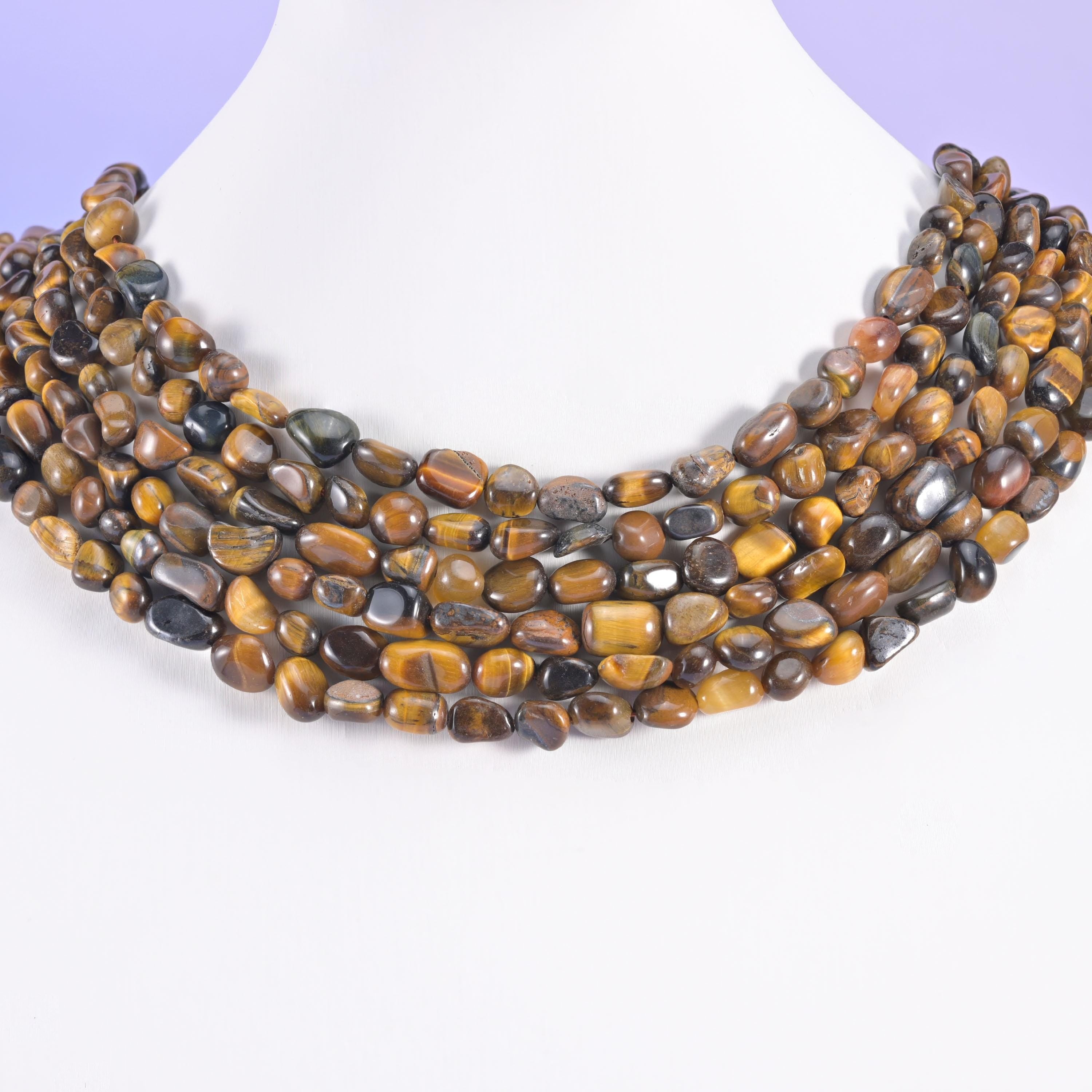 Tiger's Eye beads, pebble nugget, 6-8mm and 8-12mm