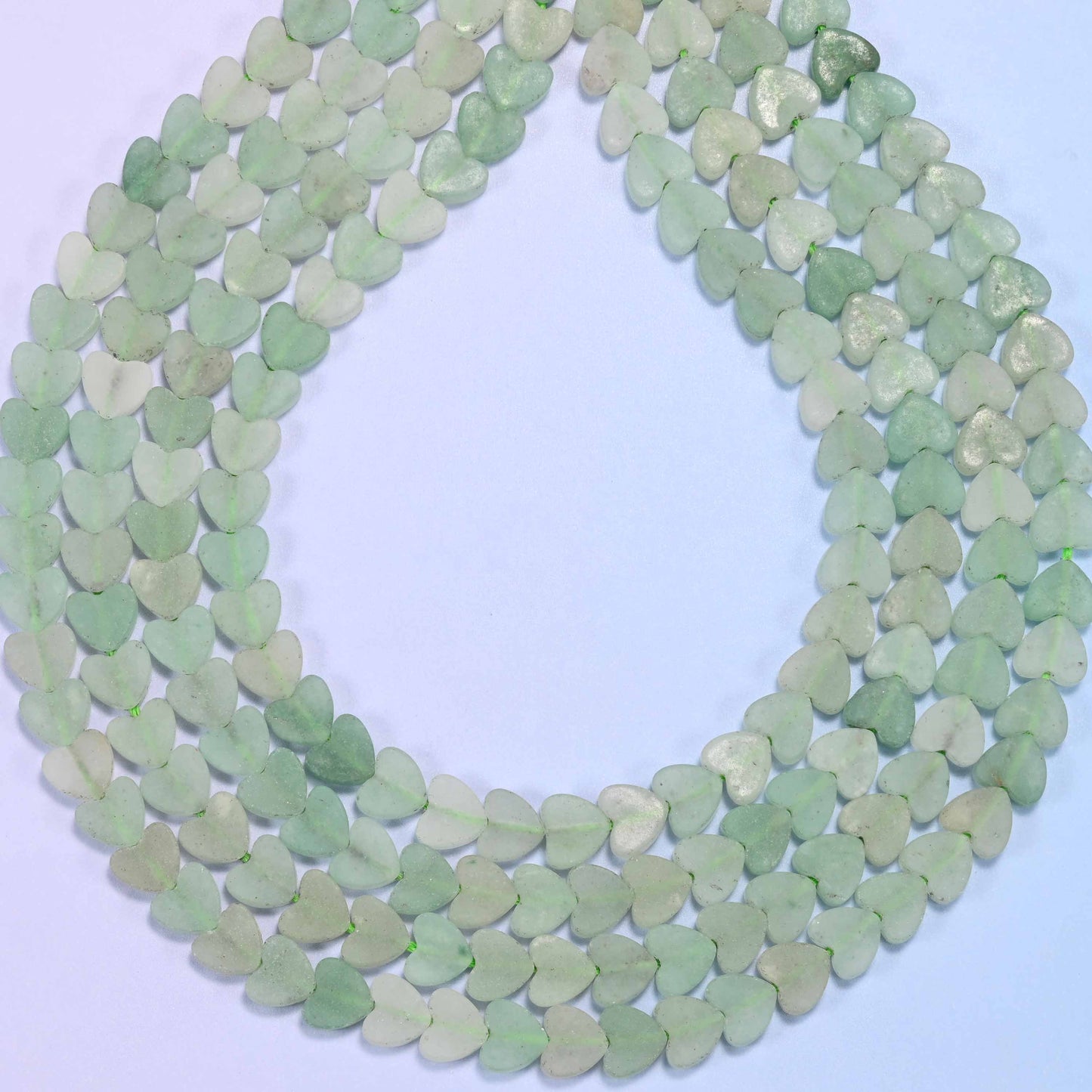 Matte Green Aventurine Flat Heart Beads: Size 6mm, Jewelry Making, 15 Inch Strand