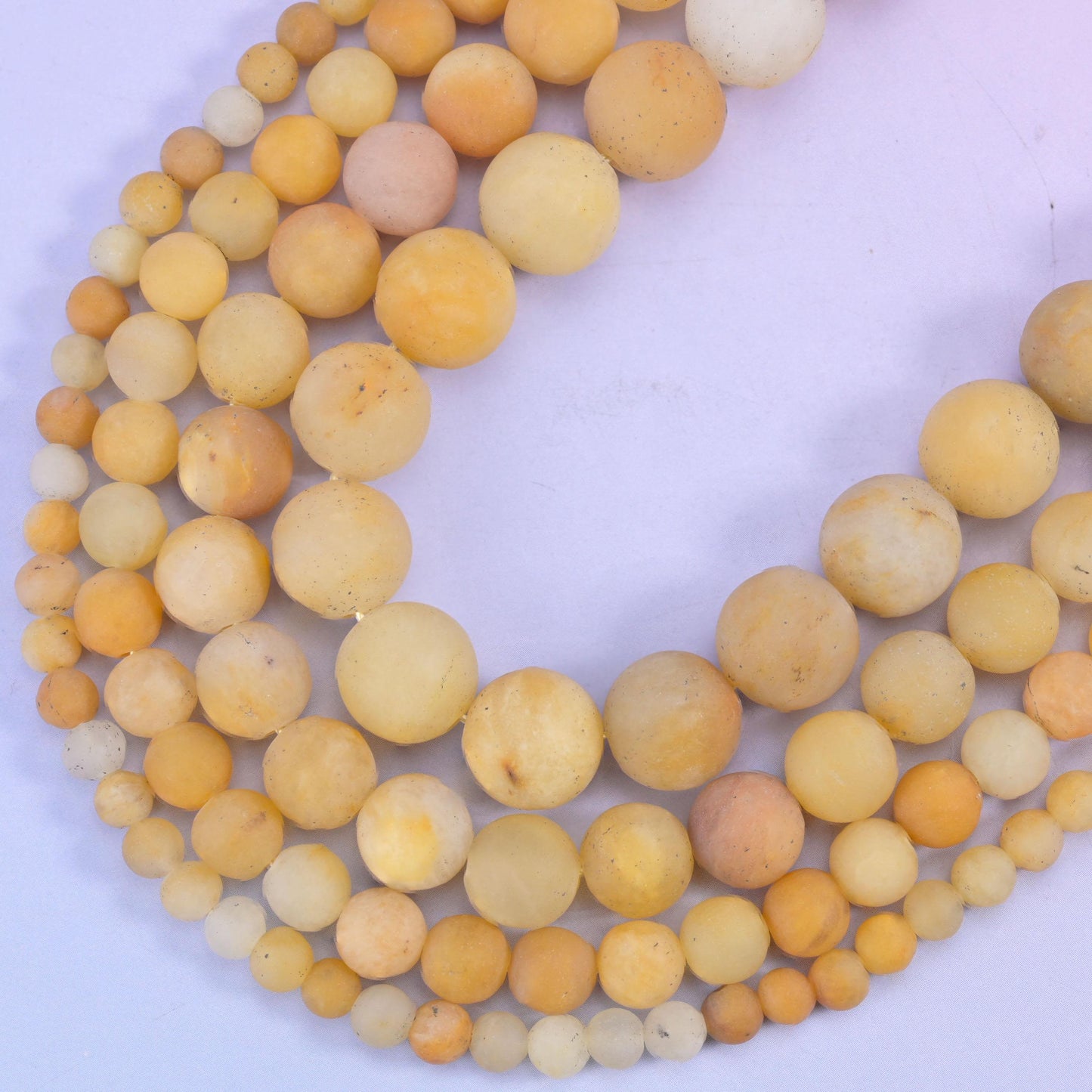 Yellow Jade Matte Round Beads, hole 0.5mm to 1.2mm depending on size