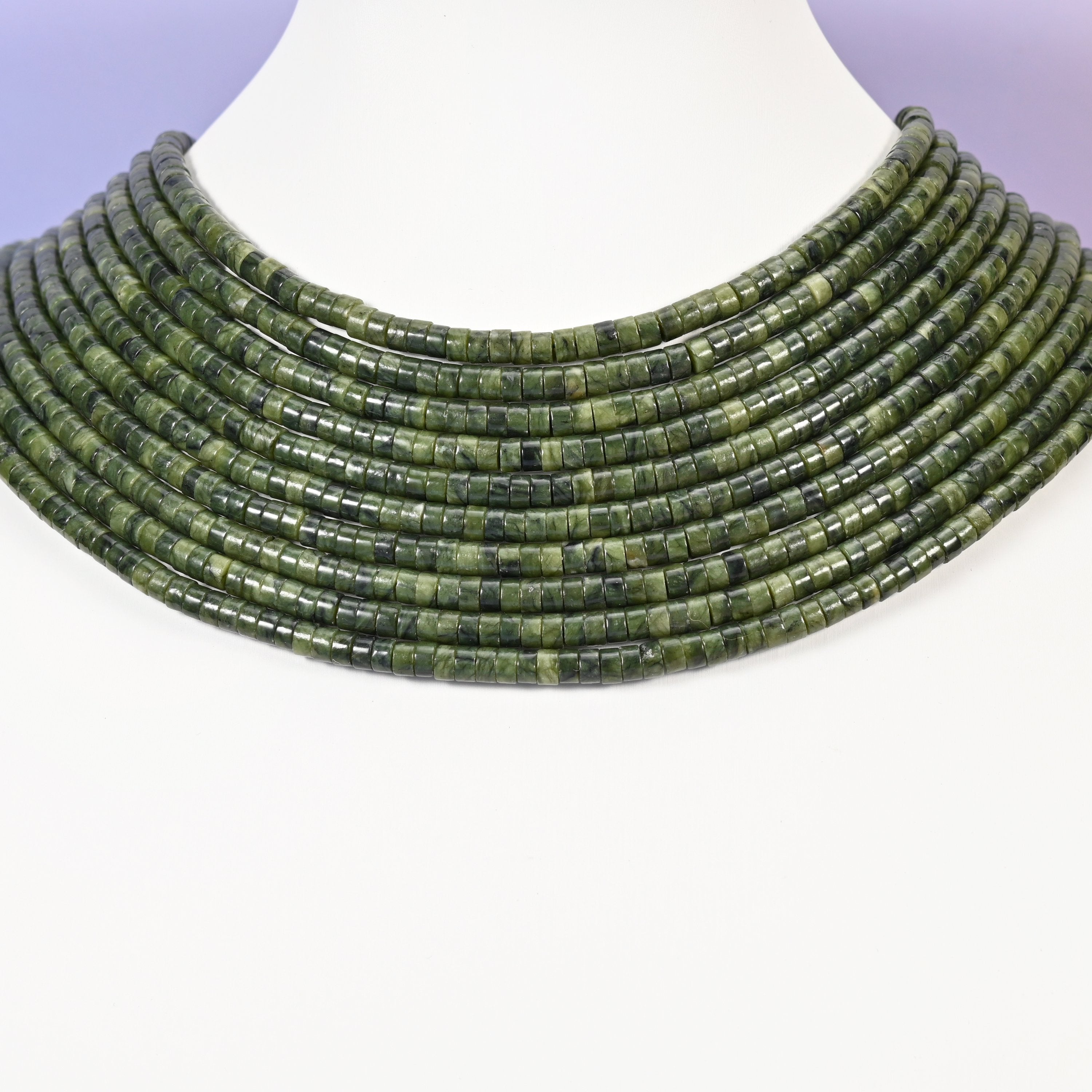 South Jade beads, smooth heishi disc, 2x4mm