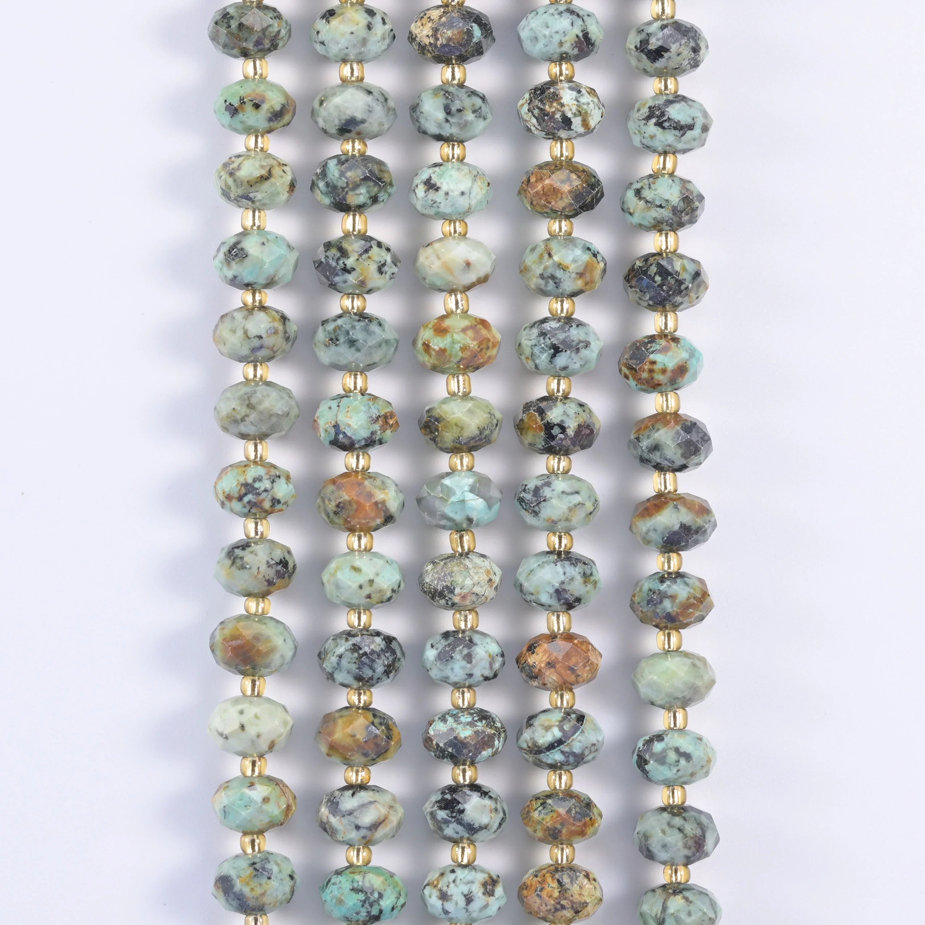 Natural gemstone faceted rondelle beads, approximately 42 beads per strand