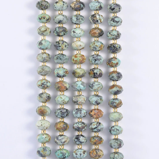 Natural gemstone faceted rondelle beads, approximately 42 beads per strand