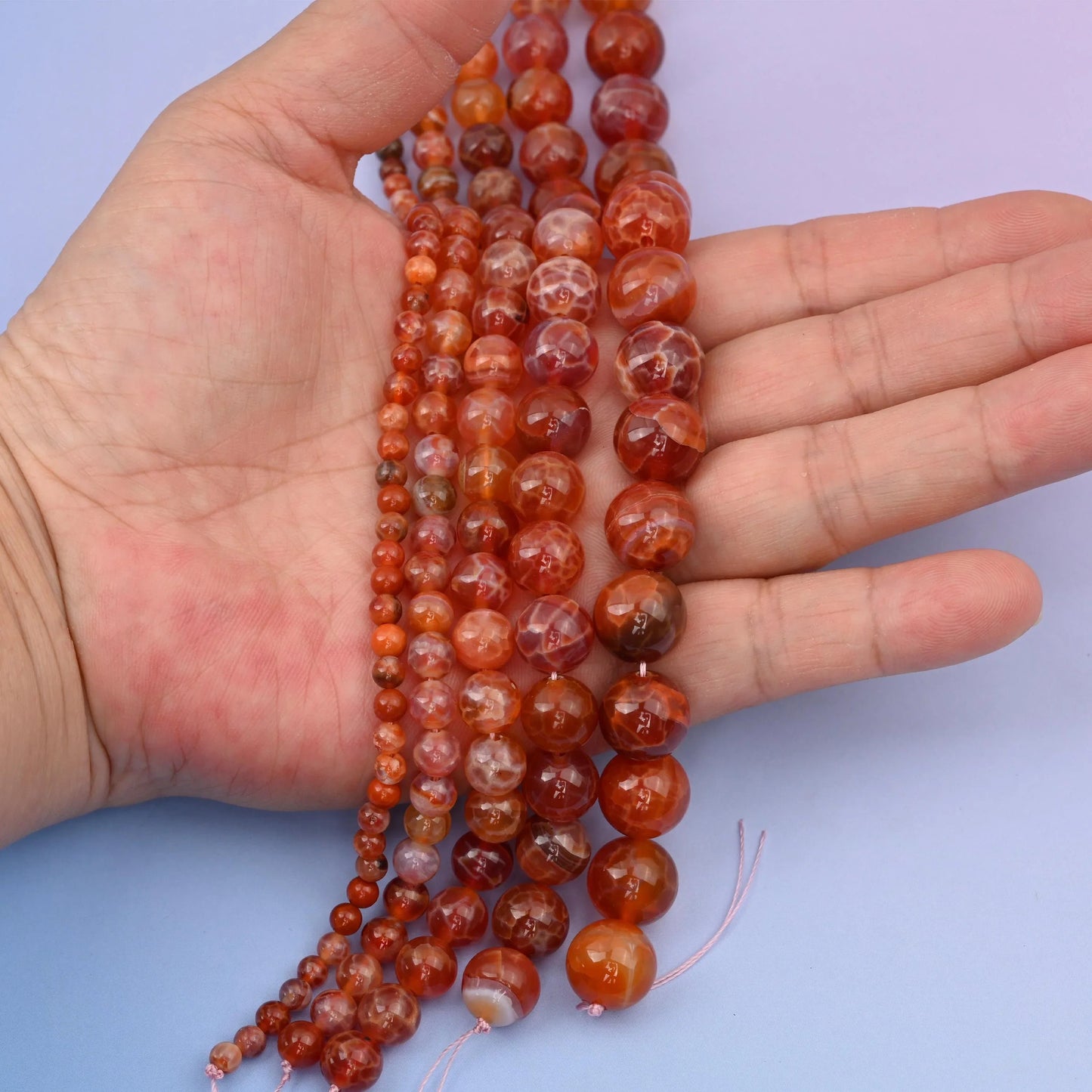 Red Fire Agate beads, round, 4mm to 12mm